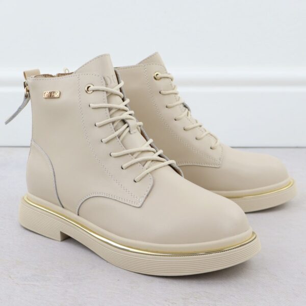 Skórzane botki damskie workery beżowe Goe SS2N4100