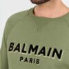 BALMAIN Zielona męska bluza Flock&foil Sweatshirt