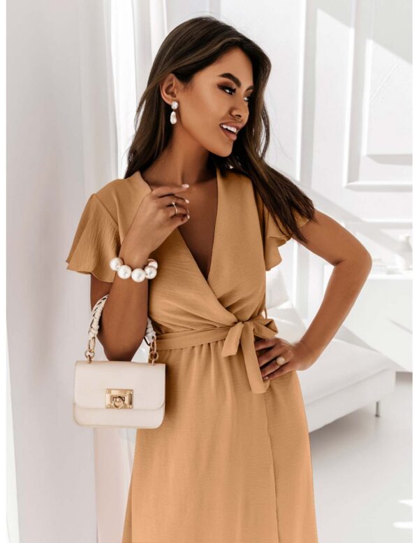 d8ca1be2cc02fa0cca9eb917b11458e1fc1ef473 Elegancka sukienka maxi CAROLINE - beżowa