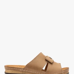 Beżowe klapki damskie z platformą