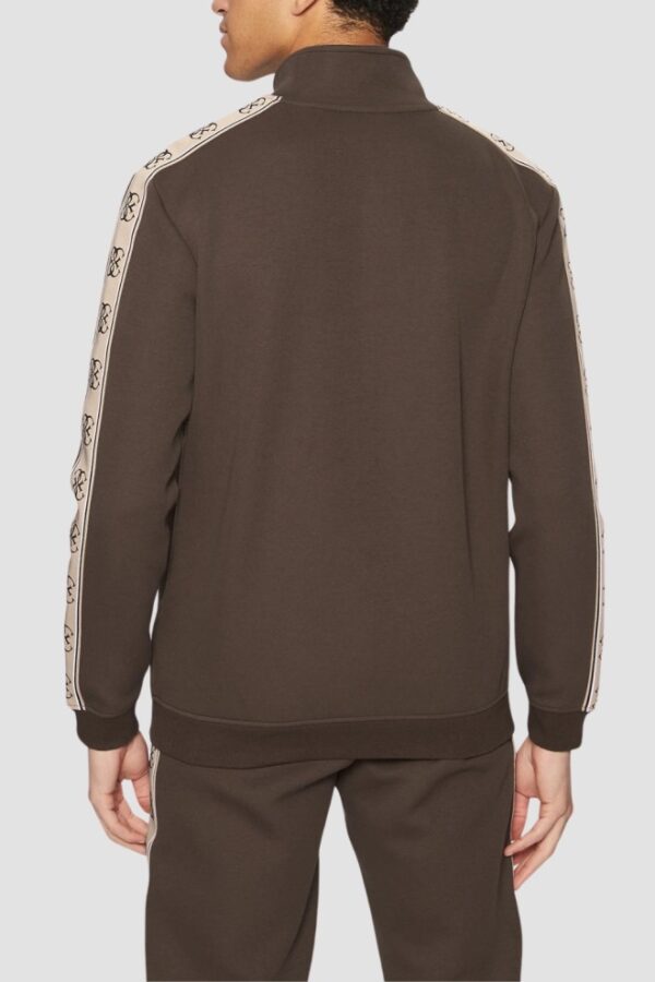 GUESS Brązowa męska rozpinana bluza z lampasami Mickey