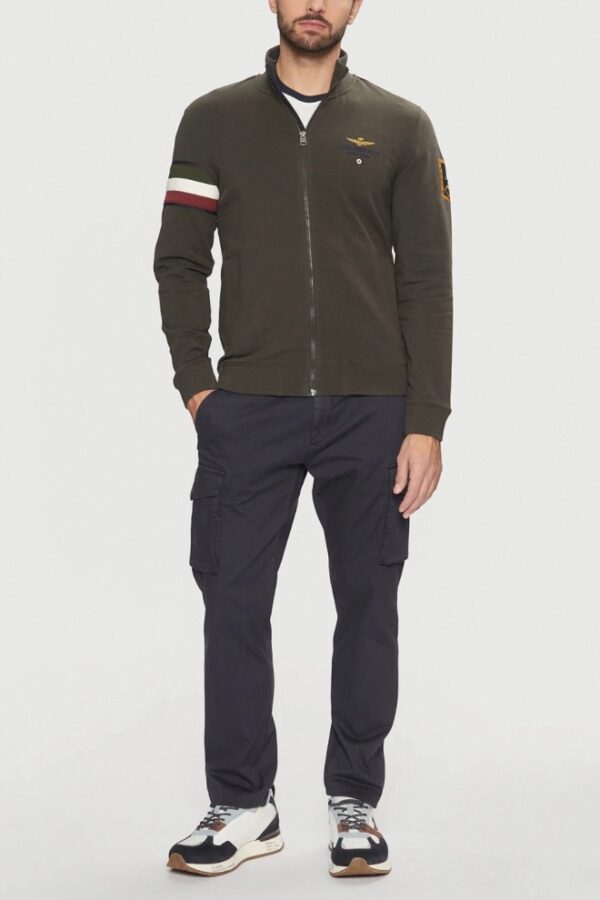 AERONAUTICA MILITARE Szarozielona bluza męska With Tricolor Insert