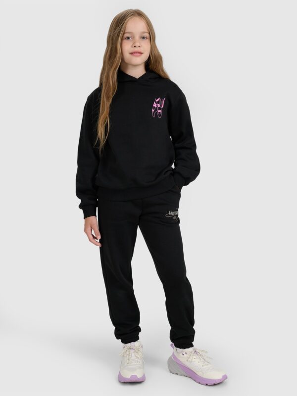 4F Bluza dresowa nierozpinana z kapturem dziewczęca - czarna 158 (12-13 lat)