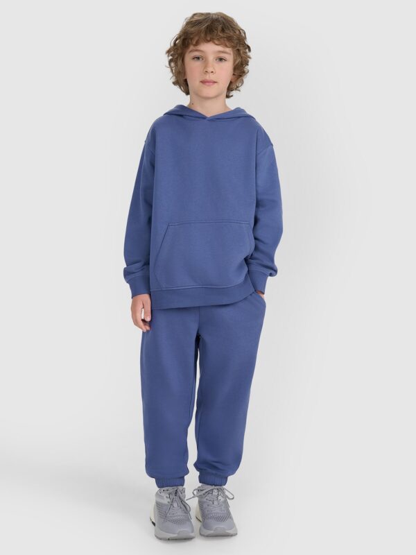 4F Bluza dresowa nierozpinana z kapturem chłopięca - niebieska 128 (7-8 lat)