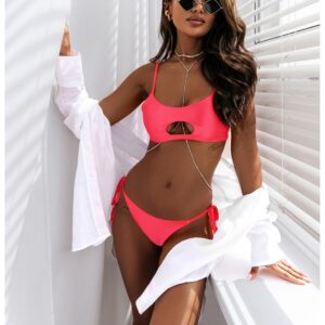 Dół stroju kąpielowego figi z wiązaniem RANDY - neon róż