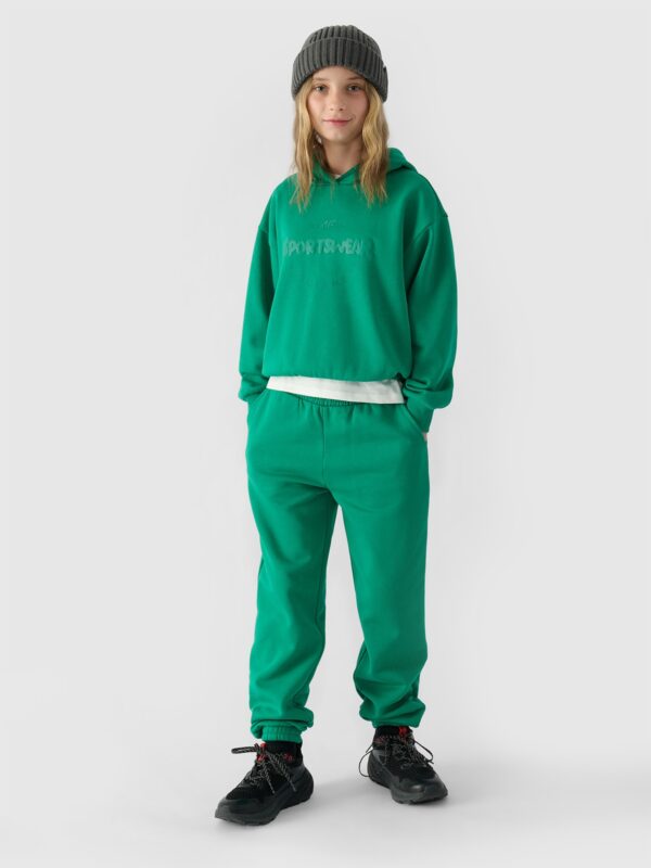 4F Bluza dresowa nierozpinana z kapturem dziewczęca - zielona 122 (6-7 lat)