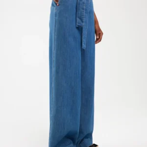 dea0b4412375ce8586dc02edcd0c564d571b0d2e Jeansy damskie wide z paskiem niebieskie Julii 312