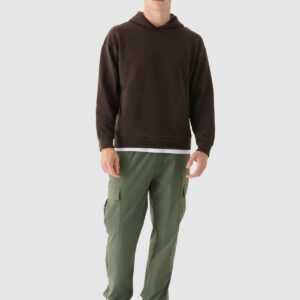 4F Bluza dresowa nierozpinana z kapturem męska - brązowa