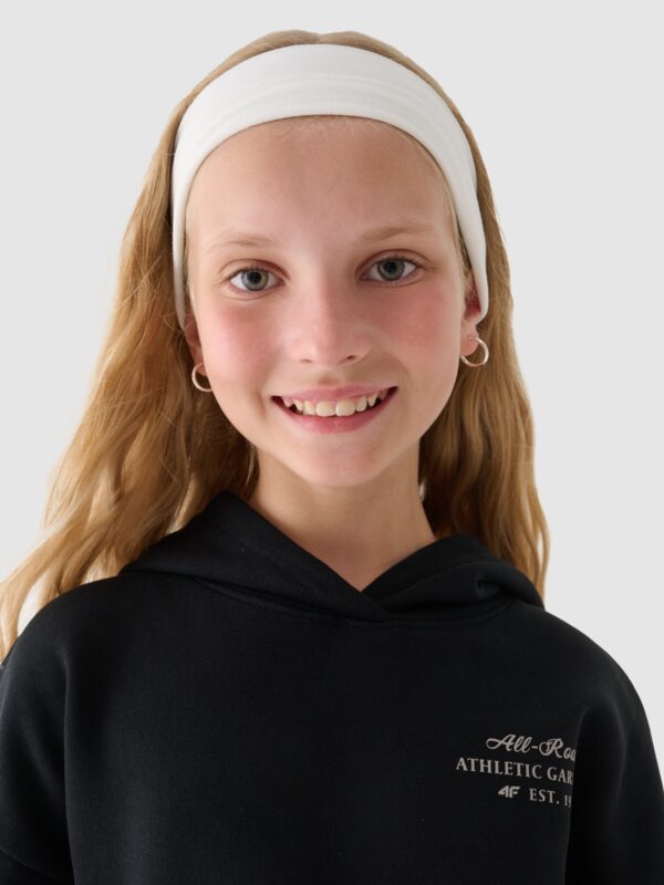 4F Bluza dresowa nierozpinana z kapturem dziewczęca - czarna 128 (7-8 lat)