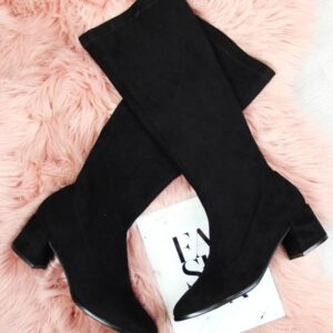 Kozaki damskie wsuwane zamszowe czarne Filippo DKZ932