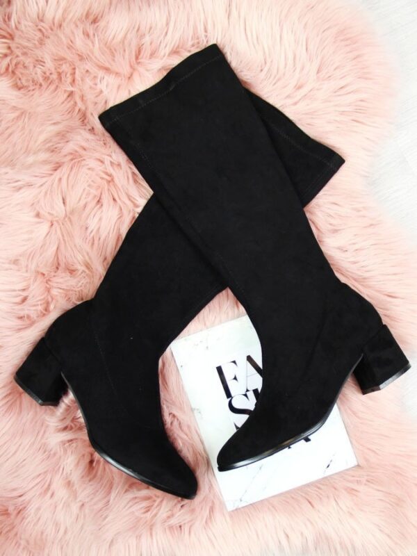 df60f9697d22211f217f628f3f458730069e6a43 Kozaki damskie wsuwane zamszowe czarne Filippo DKZ932