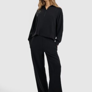 4F Bluza dresowa nierozpinana z modalem damska - czarna