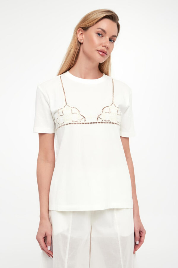 T-shirt damski z haftem TWINSET