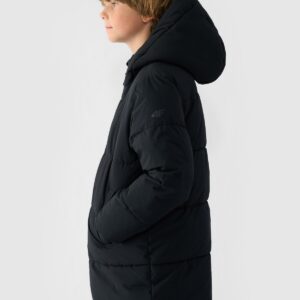 4F Płaszcz puchowy z wypełnieniem syntetycznym chłopięcy - czarny 122 (6-7 lat)