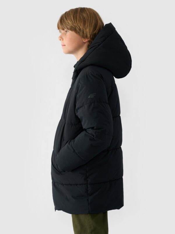 4F Płaszcz puchowy z wypełnieniem syntetycznym chłopięcy - czarny 122 (6-7 lat)