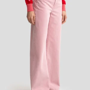 e01ae88dffa05b195dc2592c16885e7d148192ba Jeansy damskie z szeroką nogawką różowe Atrea 601