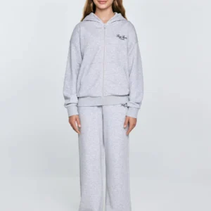 Bluza dziewczęca rozpinana z kapturem szara Milana 901