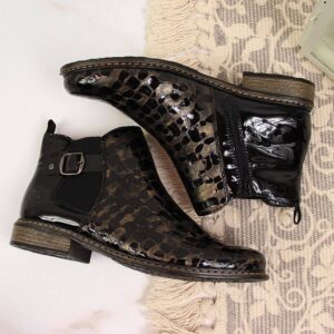 Skórzane sztyblety damskie lakierowane Rieker Z4965-90