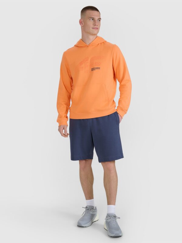 4F Bluza dresowa nierozpinana z kapturem męska - pomarańczowa