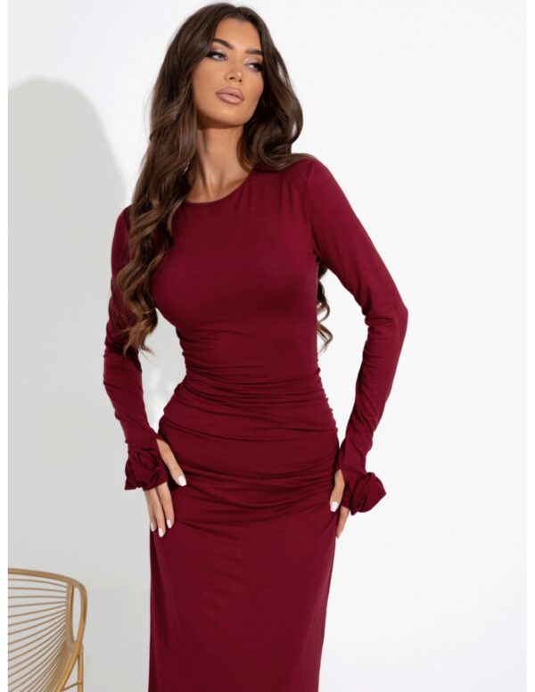 e3fa4a59a8a8048342090c3a0359b3084758091d Sukienka maxi z marszczeniami z wiskozy CARYS - bordowa