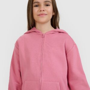 4F Bluza dresowa rozpinana z kapturem dziewczęca - różowa 164 (13-14 lat)