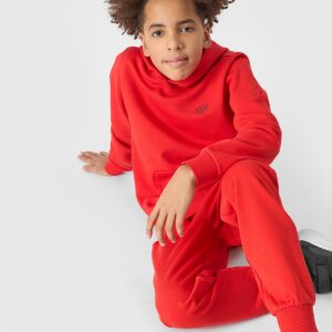 4F Bluza dresowa nierozpinana z kapturem chłopięca - pomarańczowa 152 (11-12 lat)