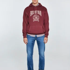 Bluza męska z kapturem z haftem bordowa Adam 604