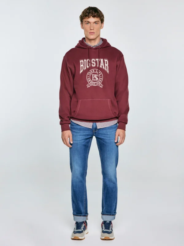 Bluza męska z kapturem z haftem bordowa Adam 604