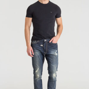 Czarny t-shirt Emporio Armani z aplikacją marki