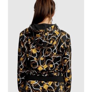 MOSCHINO Bluza damska z kapturem w złote łańcuchy