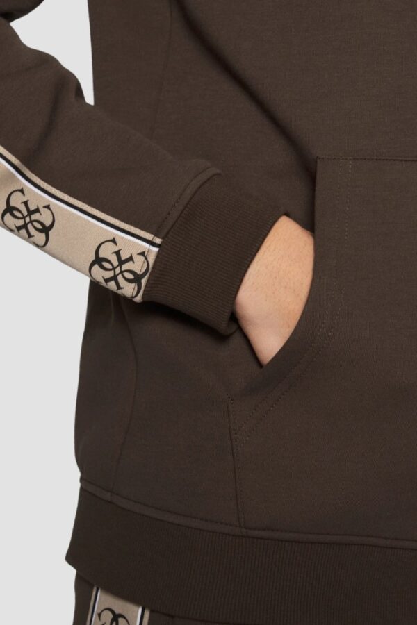 GUESS Brązowa męska rozpinana bluza z lampasami Mickey