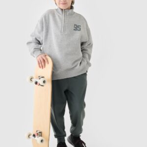 4F Bluza dresowa nierozpinana bez kaptura chłopięca - szara 134 (8-9 lat)