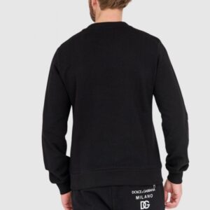 DOLCE & GABBANA Czarna męska bluza z haftowanym logo, Rozmiar 54
