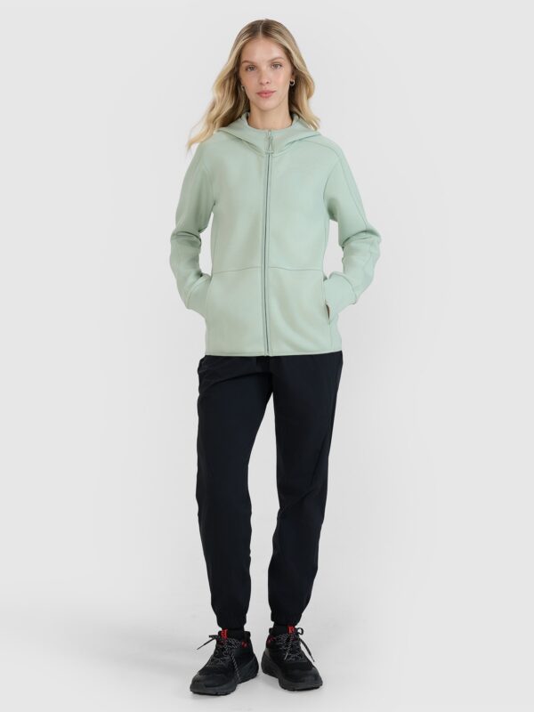 4F Bluza dresowa rozpinana z kapturem damska - miętowa