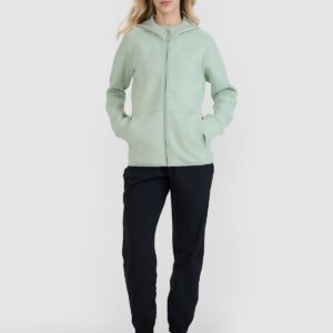 4F Bluza dresowa rozpinana z kapturem damska - miętowa