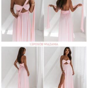 Sukienka maxi wiązana na wiele sposobów - ELSA - fuksjowa