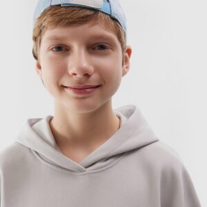 4F Bluza dresowa nierozpinana z kapturem chłopięca - szara 122 (6-7 lat)
