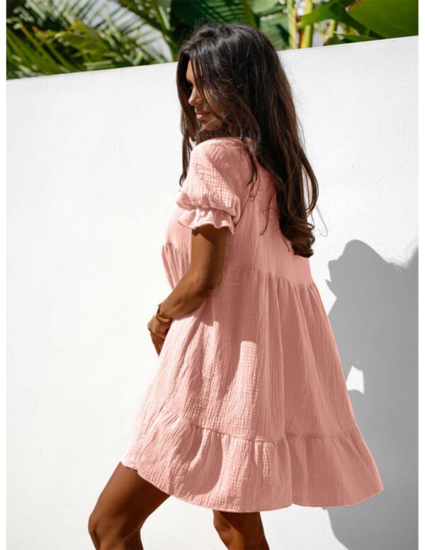 Trapezowa sukienka typu babydoll SINDI - pudrowy róż