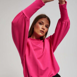 Bluza z bufiastymi rękawami fuksjowa