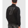 EA7 Czarna bluza rozpinana męska z brokatowym logo