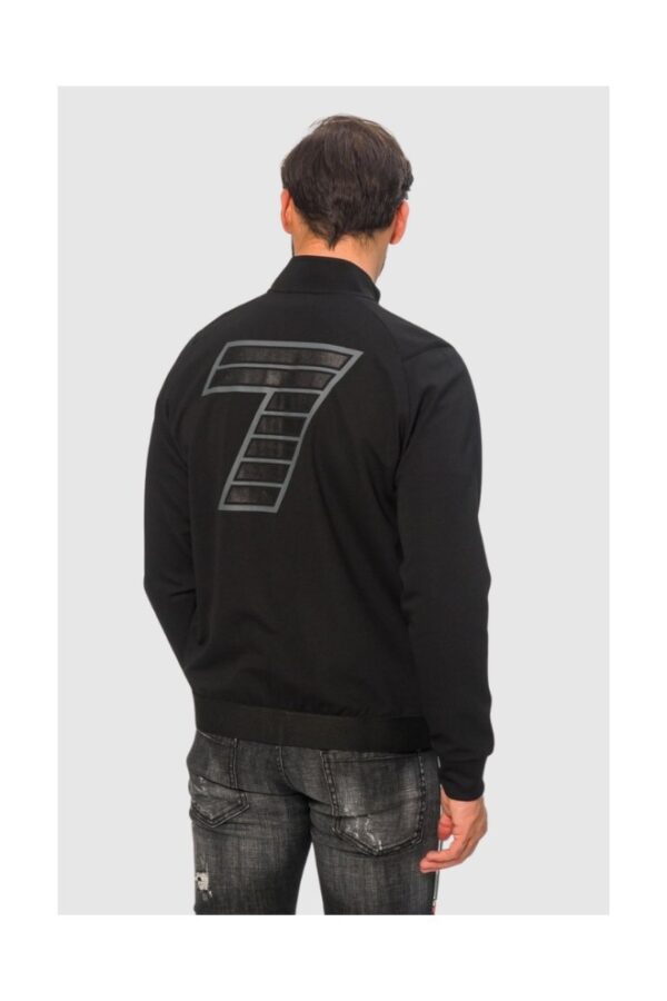 EA7 Czarna bluza rozpinana męska z brokatowym logo