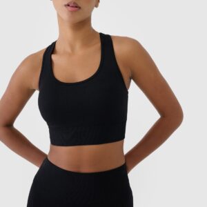 4F Biustonosz treningowy z niskim wsparciem damski - czarny