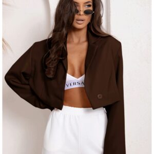 Elegancka krótka marynarka MANOA - czekoladowa