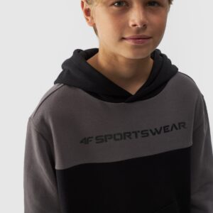 4F Bluza dresowa nierozpinana z kapturem chłopięca - czarna 122 (6-7 lat)