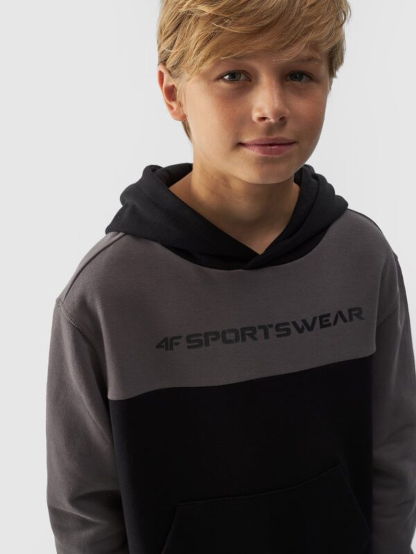 4F Bluza dresowa nierozpinana z kapturem chłopięca - czarna 122 (6-7 lat)