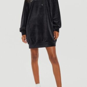 GUESS Сzarna damska długa welurowa bluza Couture