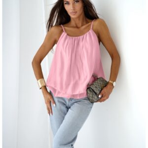 Bluzka z lyocellu na ramiączkach ROSILLA - pudrowy róż