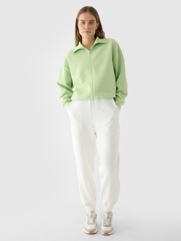 4F Bluza crop top rozpinana bez kaptura damska - zielona