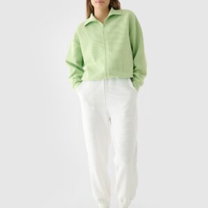 4F Bluza crop top rozpinana bez kaptura damska - zielona