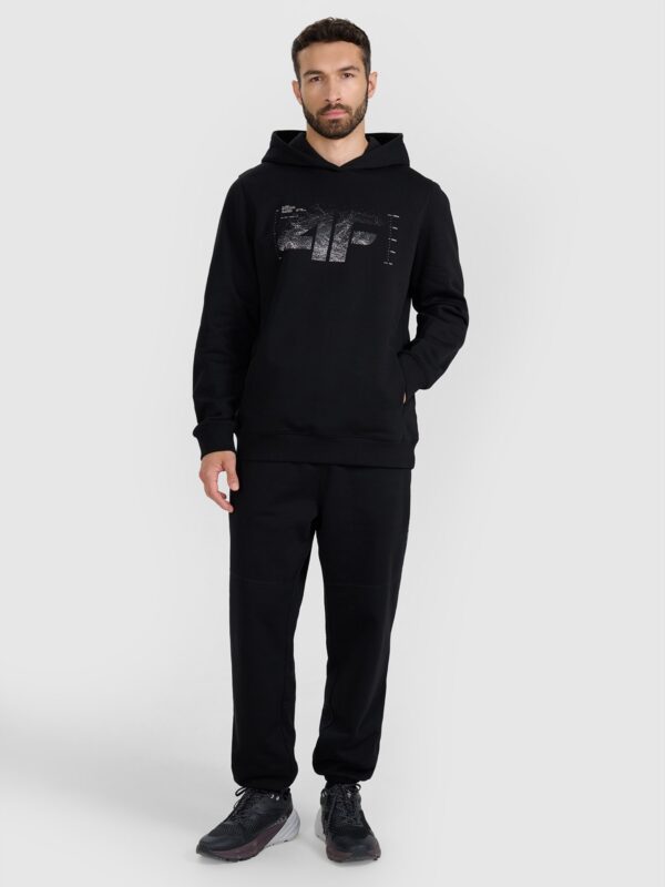 4F Bluza dresowa nierozpinana z kapturem męska - czarna
